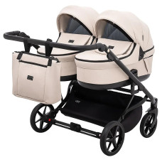 Коляска 2 в 1 для двійні Adamex Leo Duo Eco Latte (SA-7)