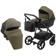 Коляска 2 в 1 Bair Kiwi Plus екошкіра BKP-1115 хакі-чорний